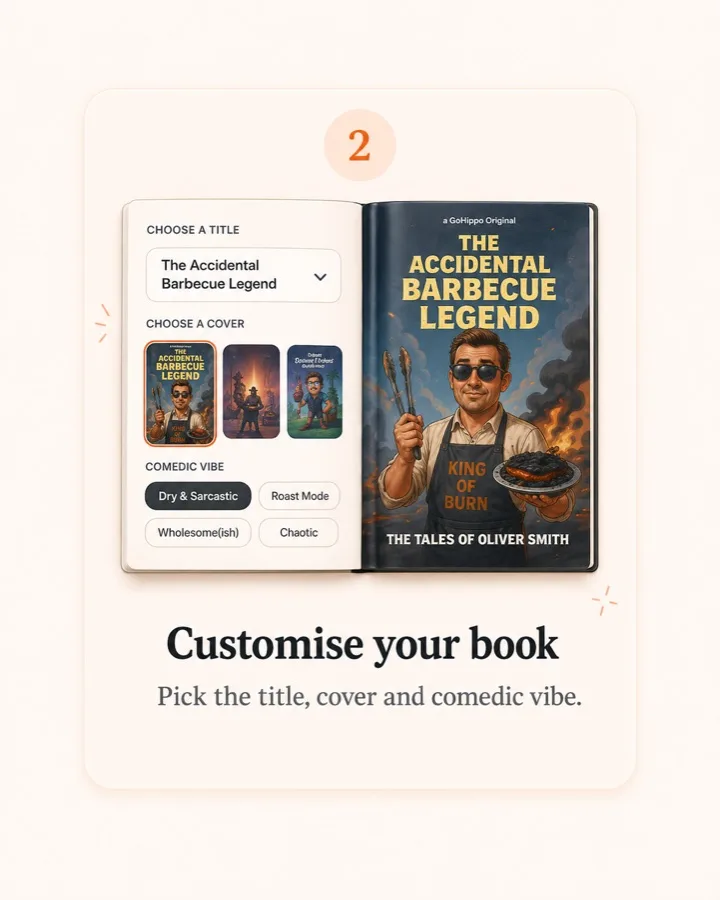 Choosing a custom story style and cover in GoHippo