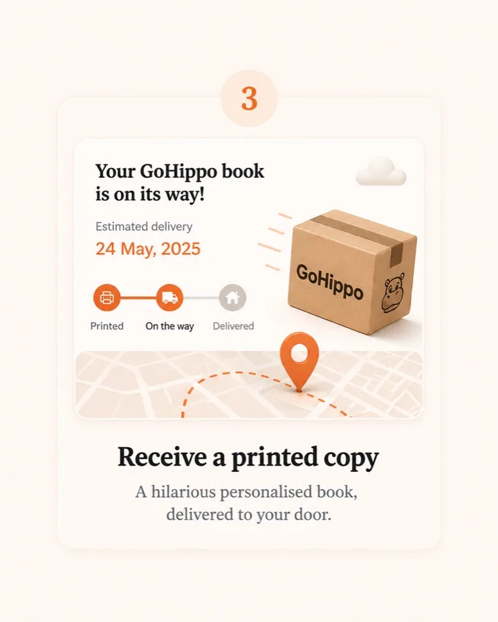 Printed personalized book gift ready to give